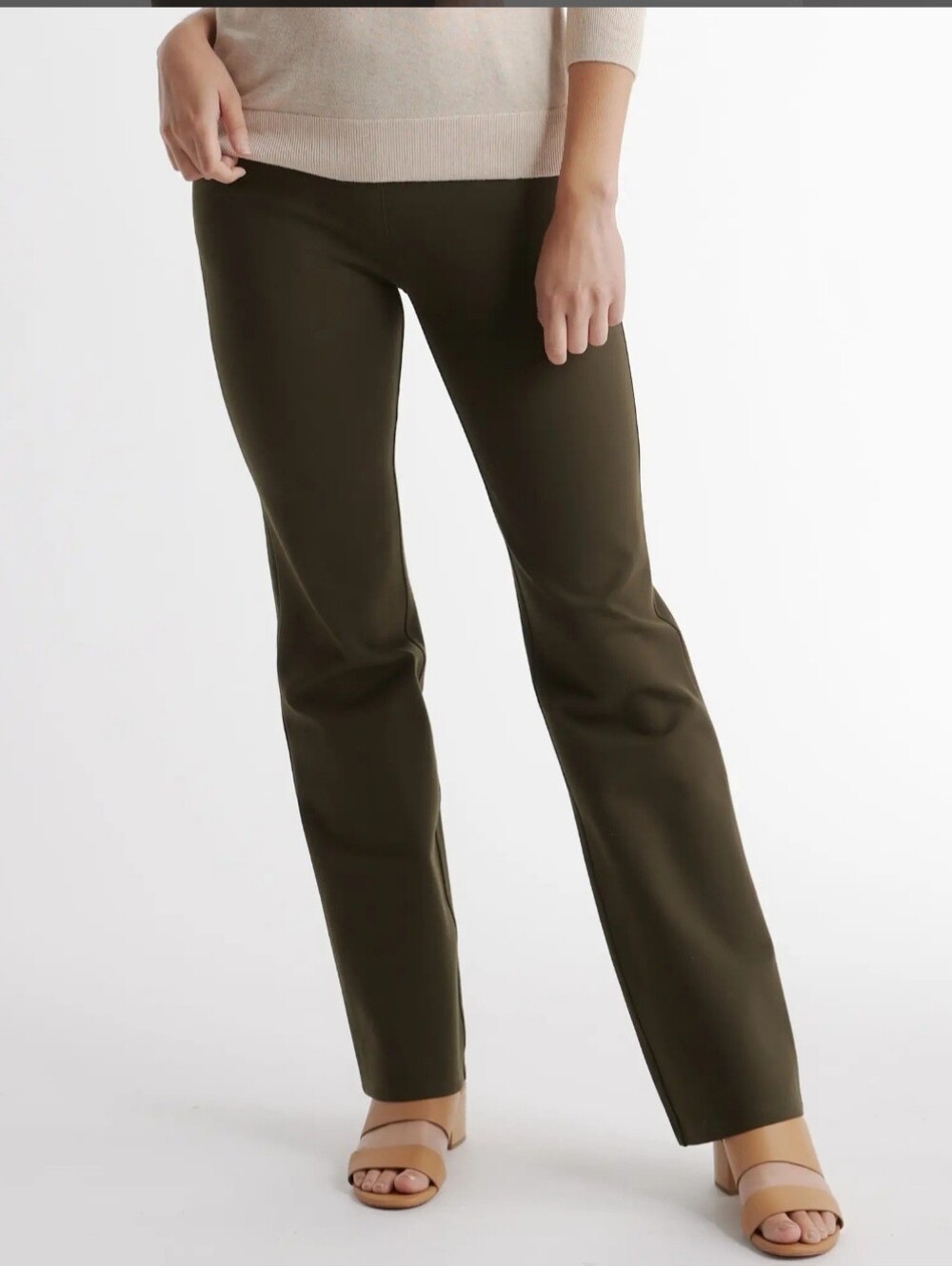 NWT Quince ultra-stretch ponte bootcut pant regular - olive/xs